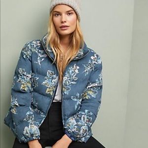 Anthropologie floral puffer jacket